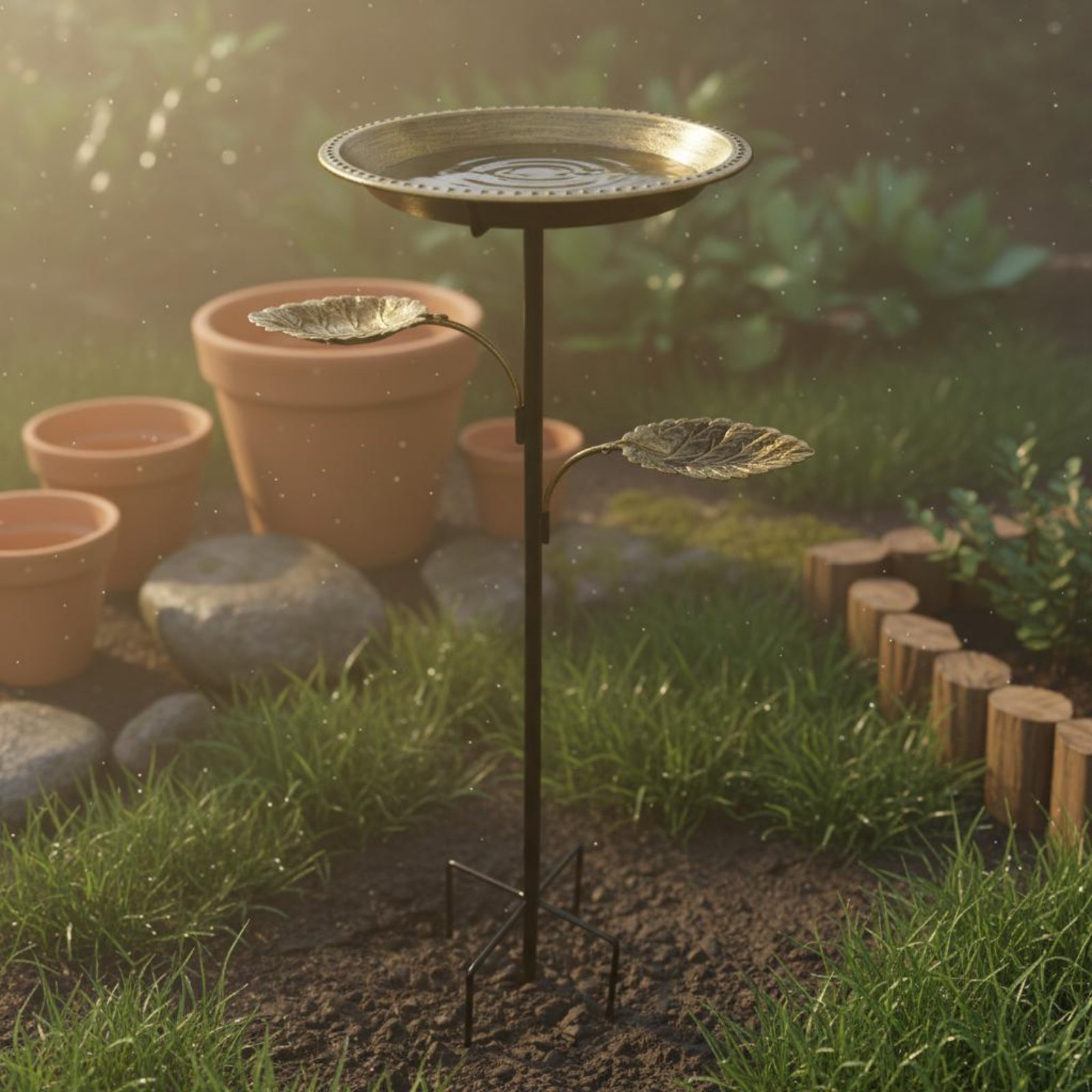 Garden Weather Station - Metalen vogelbadpaal van smeedijzer, staand vogelbad,
