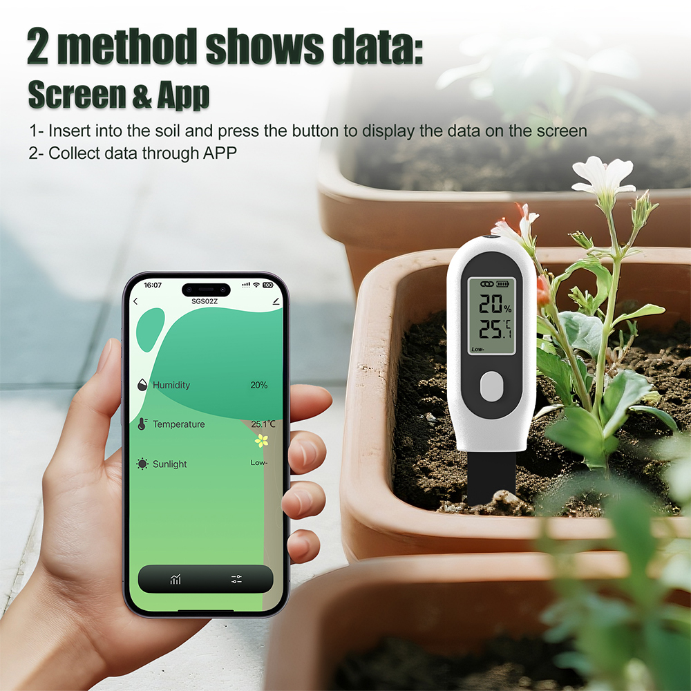 Smart Garden Zigbee - 3-in-1 Bodemtester Zigbee Slimme Bodemsensor Bodemtemperatuur-vochtigheids-zonlichtmeter